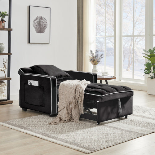 3-in-1 Sofa Bed Chair In Black