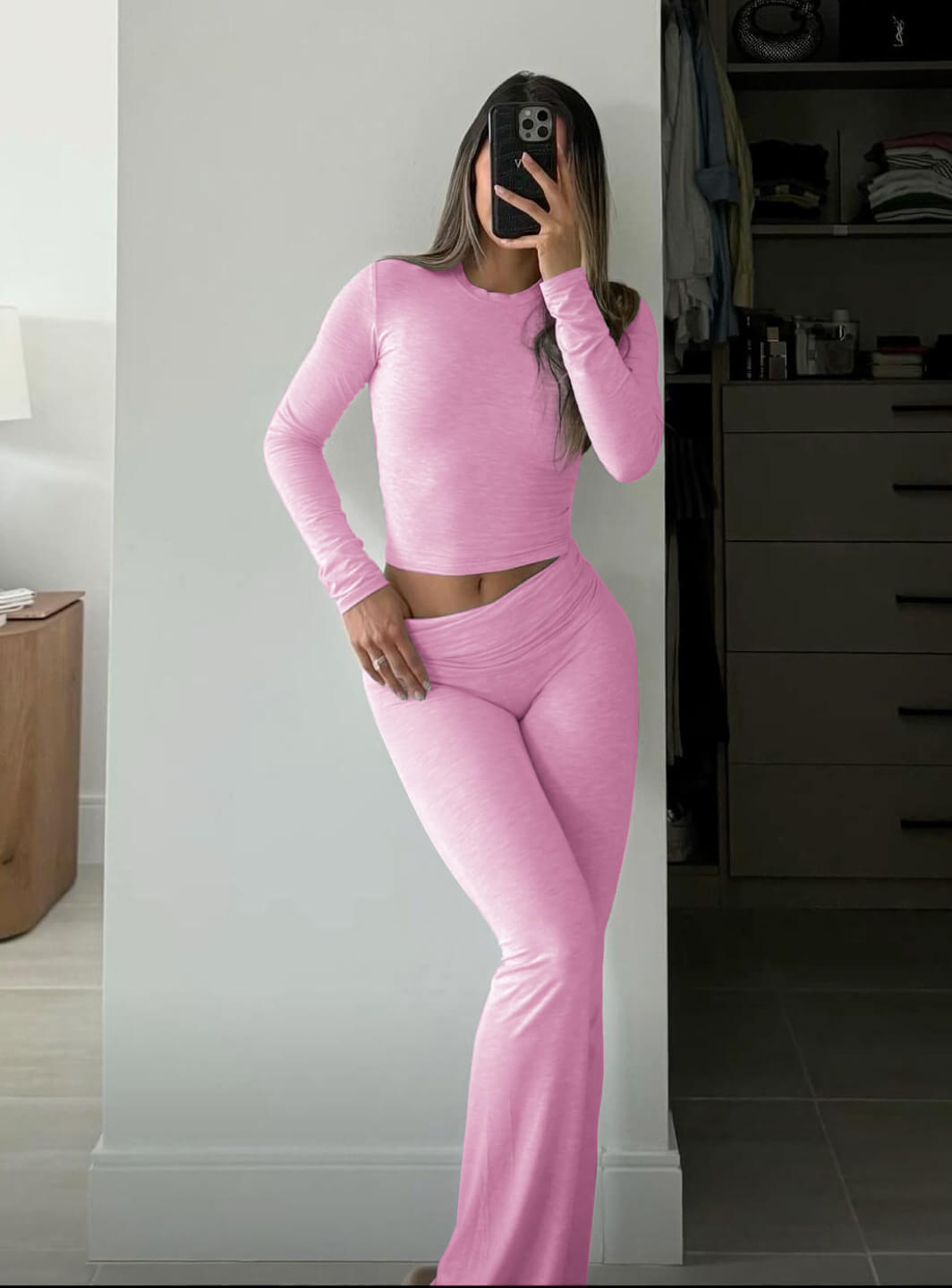 2 piece Slim Jim  Long Wide Leg Pants